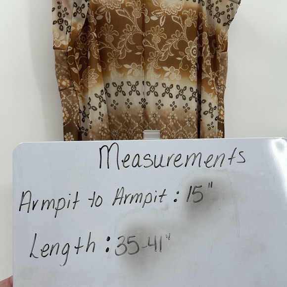 Vintage City Triangles Womens Babydoll Asymmetrical Dress Sz M Tan Forest Fairy - Picture 8 of 8